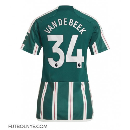 Camiseta Manchester United Donny van de Beek #34 Visitante Equipación para mujer 2023-24 manga corta